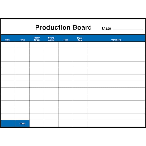 Hourly Production Tracking Board V4 Aluminum Dry Erase 32in x 24in